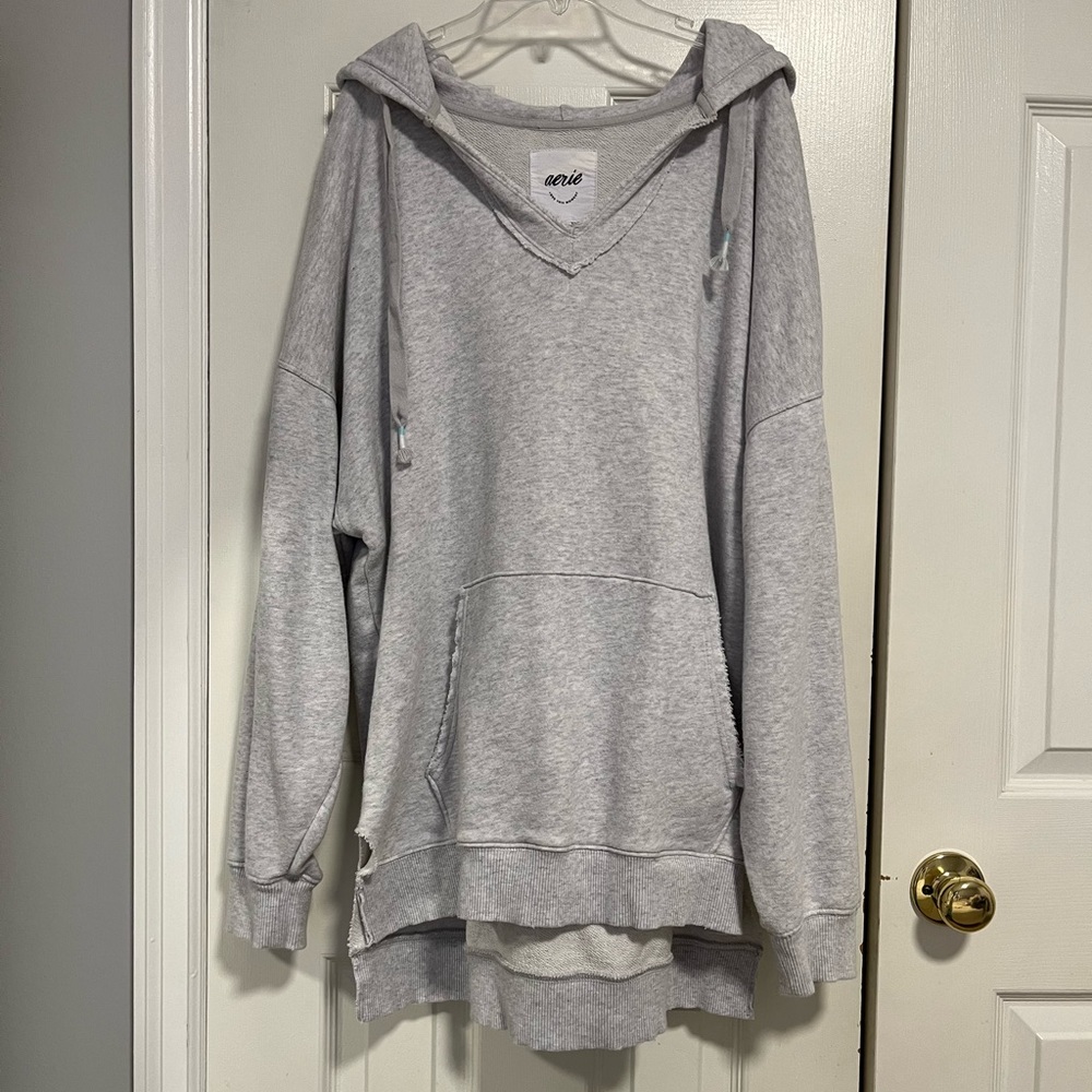 Aerie Oversized Grey Boho Hoodie (Medium)